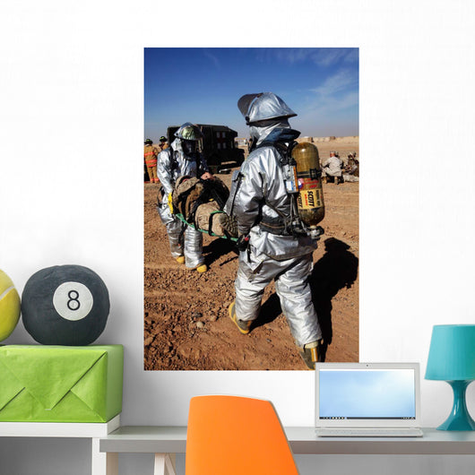 Firefighters Move Casualty to Wall Decal