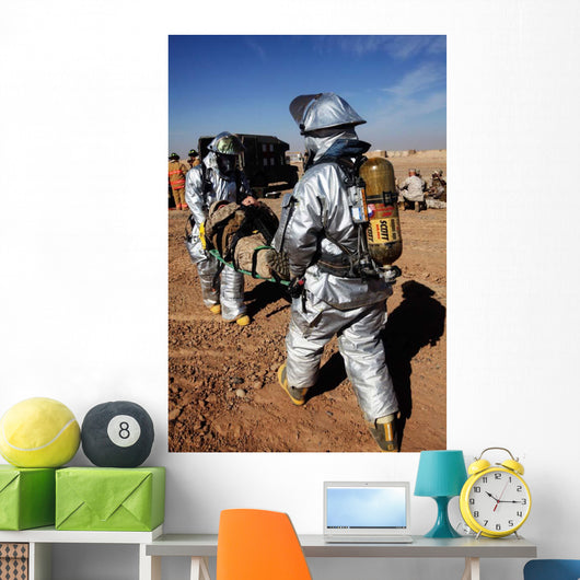 Firefighters Move Casualty to Wall Decal