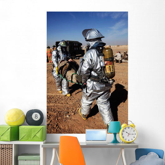 Firefighters Move Casualty to Wall Decal