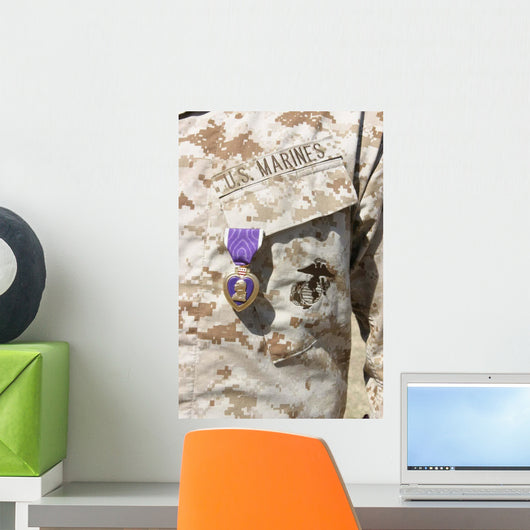 Purple Heart Award Hangs Wall Decal Design 1