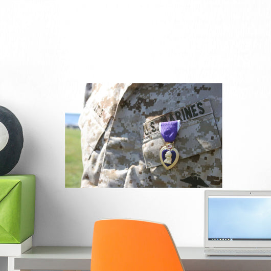 Purple Heart Award Hangs Wall Decal Design 2