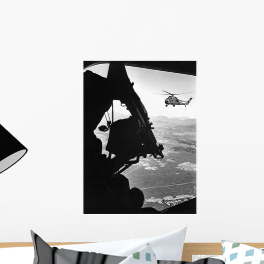 Helicopter and Soldier Approaching Wall Decal