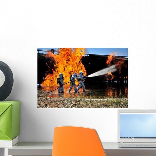 Firefighters Work to Extinguish Wall Decal