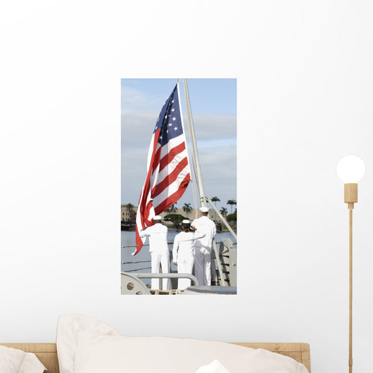 Sailors Hoist American Flag Wall Decal