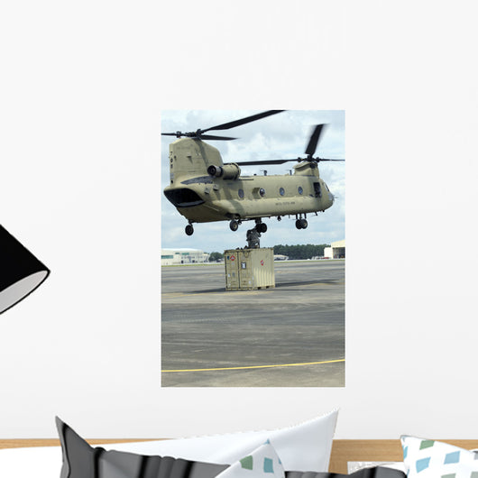 Soldiers Attach Container to Wall Decal
