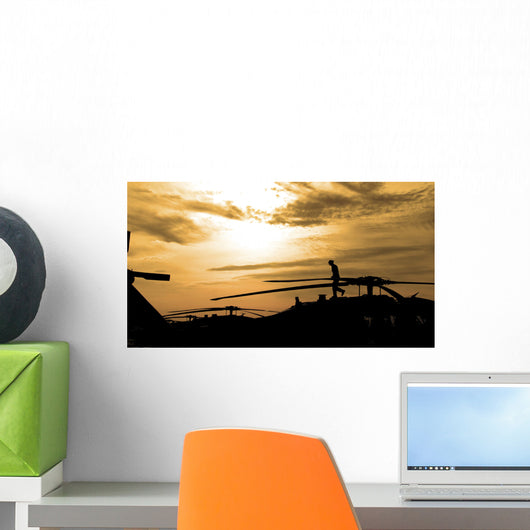 Pilot Conducts Pre-flight Inspectionuh-60 Wall Decal