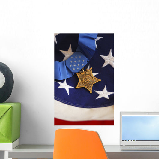 Medal Honor Rests Flag Wall Decal Design 1