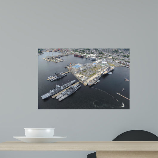 Aerial Military Ships Moored Wall Decal Design 2