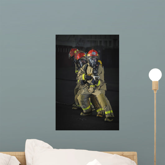Sailors Practice Firefighting Hangar Wall Decal