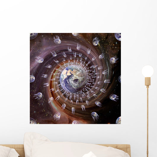Digitally Enhanced Image Earth Wall Decal Design 2