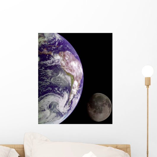Earth and Moon Wall Decal