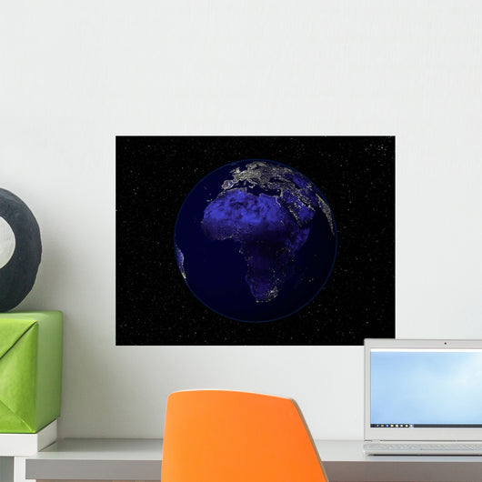 Full Earth Night Showing Wall Decal Design 1