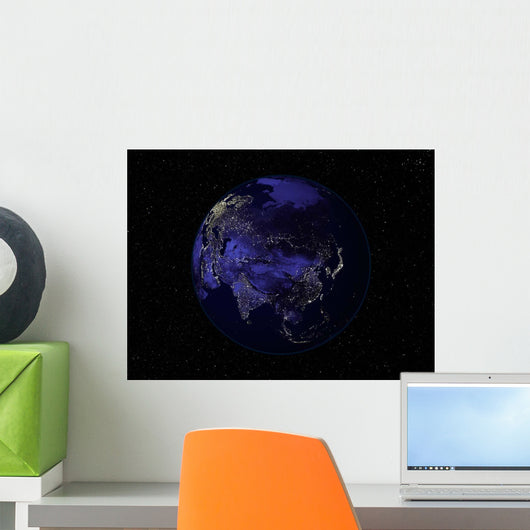 Full Earth Night Showing Wall Decal Design 2