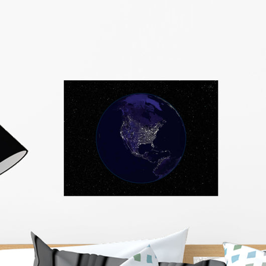 Full Earth Night Showing Wall Decal Design 5