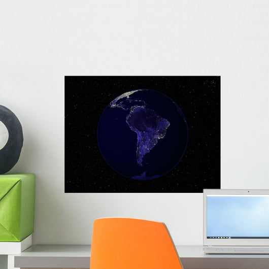 Full Earth Night Showing Wall Decal Design 7