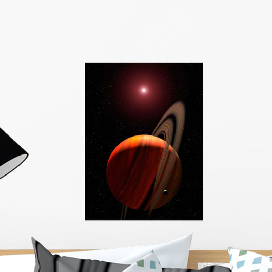 Gas Giant Planet Orbiting Wall Decal Design 1