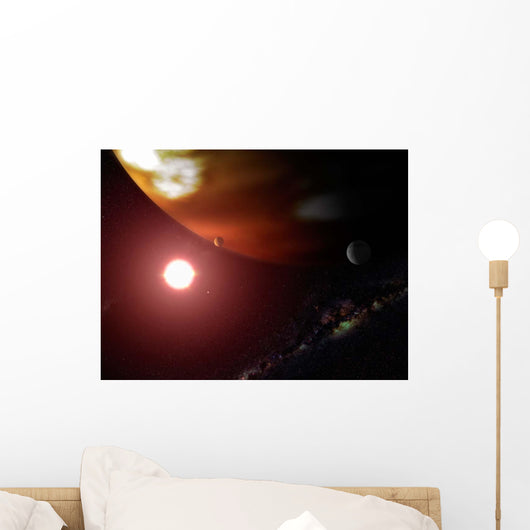 Gas Giant Planet Orbiting Wall Decal Design 2
