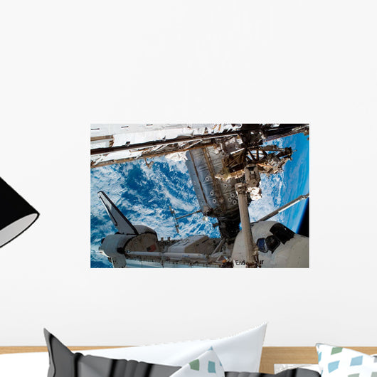 Space Shuttle Endeavour Docked Wall Decal Design 1