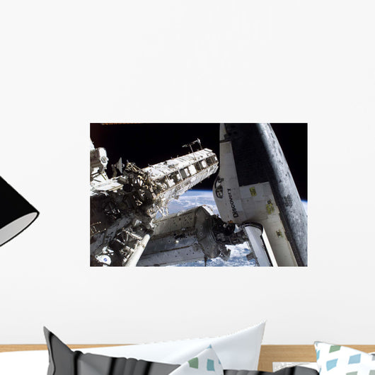 Space Shuttle Discovery Docked Wall Decal Design 2