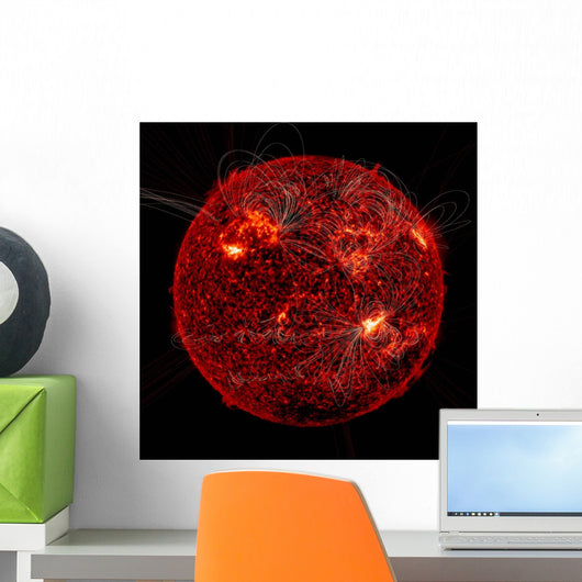 Magnetic Field Lines Sun Wall Decal Design 1