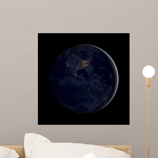 Full Earth Night Showing Wall Decal Design 2