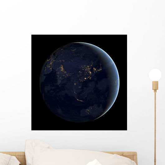 Full Earth Night Showing Wall Decal Design 1