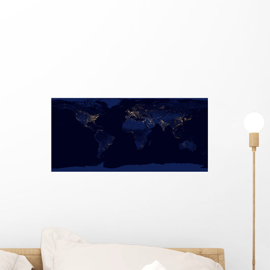 Flat Map Earth Showing Wall Decal