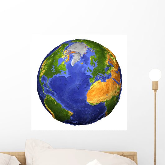Full Earth Showing Topographic Wall Decal
