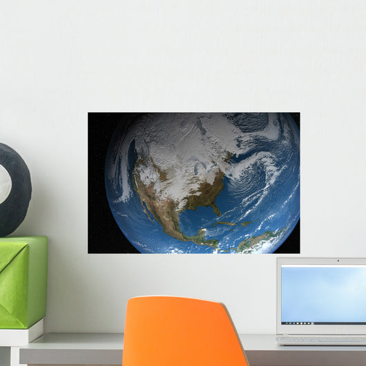 Full Earth Showing Simulated Wall Decal Design 1