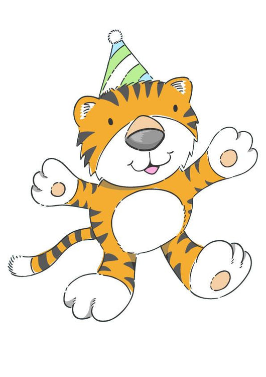 Cute Orange Birthday Tiger Wall Decal