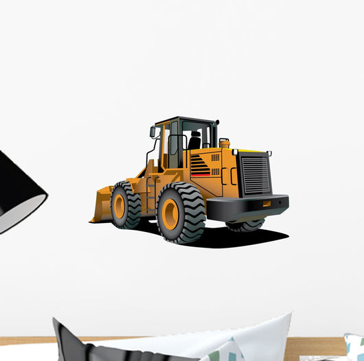 Orange Construction Bulldozer Wall Decal