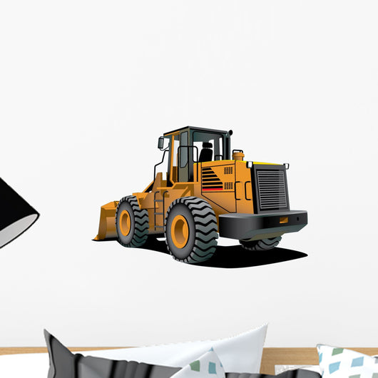 Orange Construction Bulldozer Wall Decal
