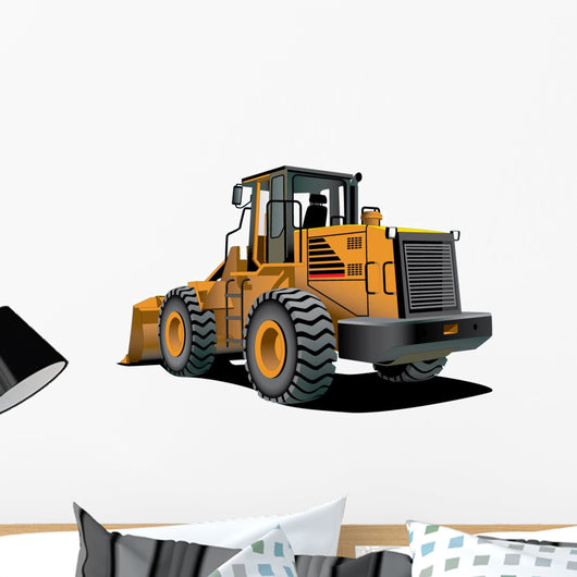 Orange Construction Bulldozer Wall Decal