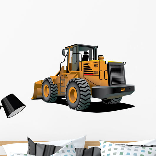 Orange Construction Bulldozer Wall Decal