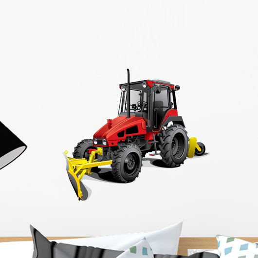 Red Bulldozer Wall Decal