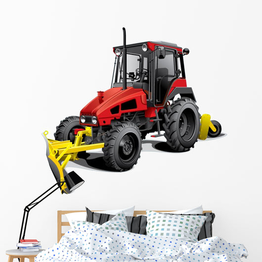 Red Bulldozer Wall Decal
