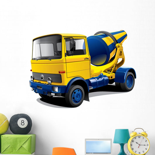 Yellow and Blue Cement Wall Decal