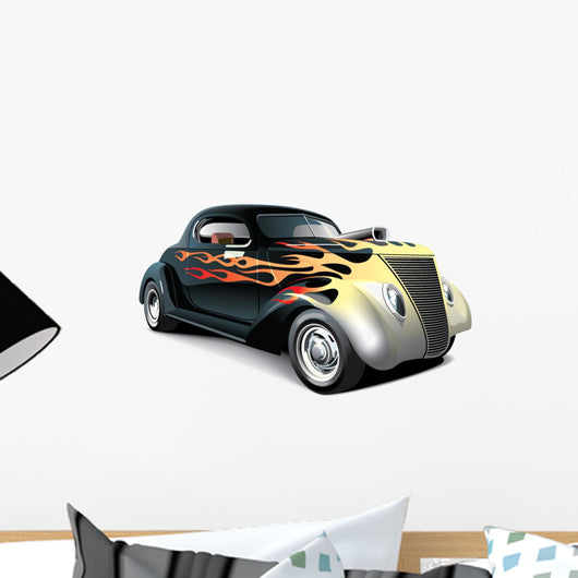 Classic Flames Muscle Car Wall Decal