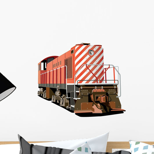Red Stripped Locomotive Train Wall Decal