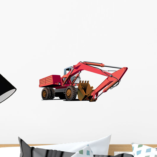 Red Crane Construction Wall Decal