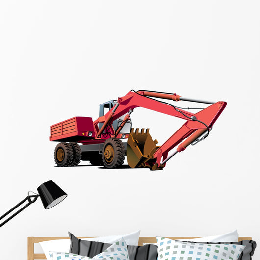 Red Crane Construction Wall Decal