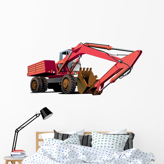 Red Crane Construction Wall Decal