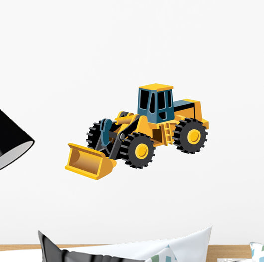 Yellow Cartoon Bulldozer Wall Decal