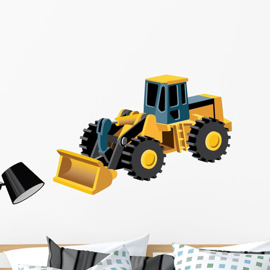 Yellow Cartoon Bulldozer Wall Decal