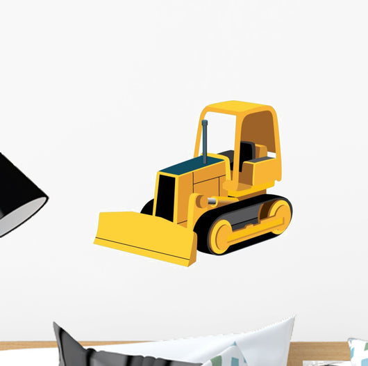 Cute Yellow Bulldozer Wall Decal