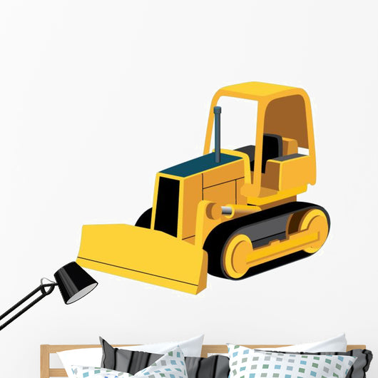 Cute Yellow Bulldozer Wall Decal