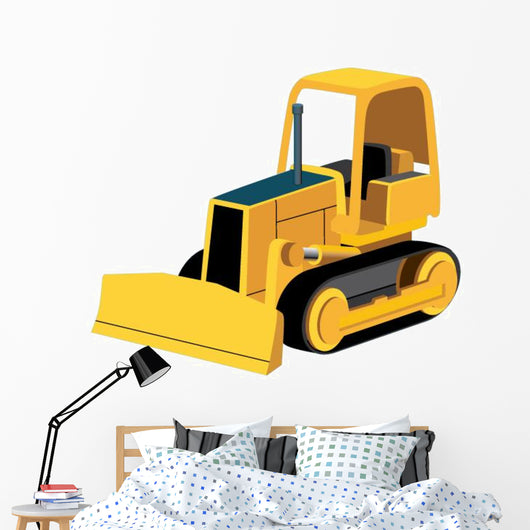 Cute Yellow Bulldozer Wall Decal