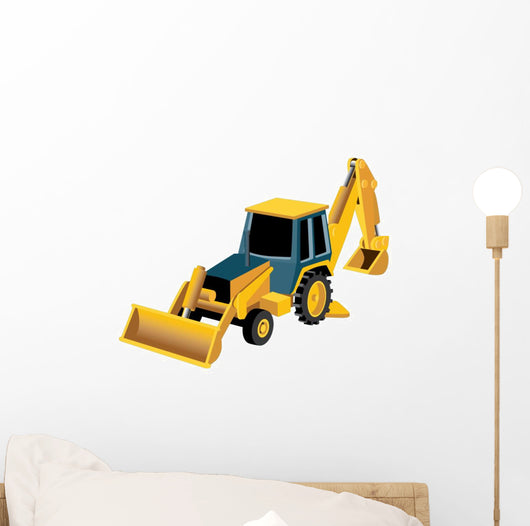 Cute Yellow Bulldozer Construction Wall Decal