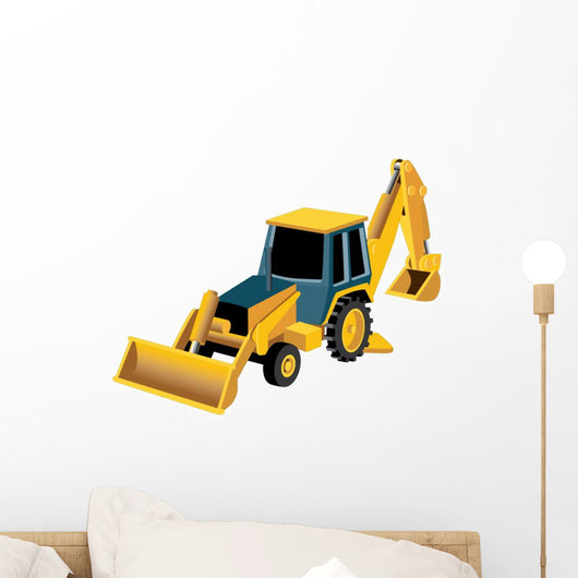 Cute Yellow Bulldozer Construction Wall Decal