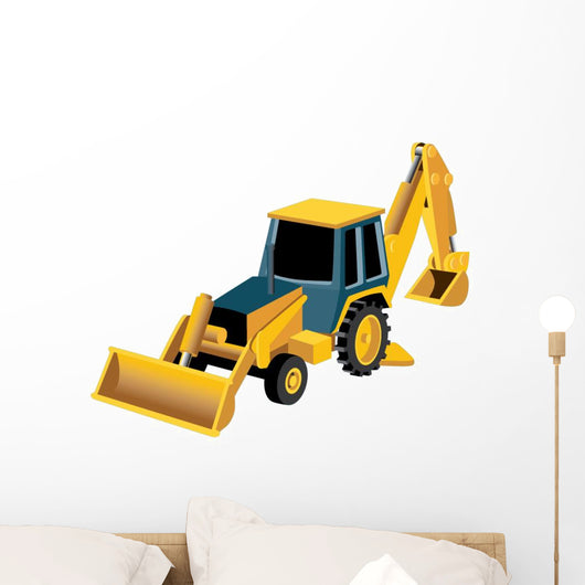 Cute Yellow Bulldozer Construction Wall Decal